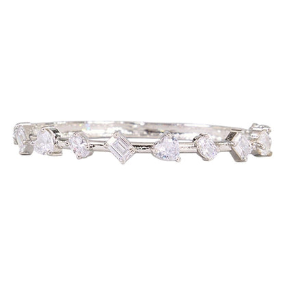 Auraa Trends Silver-Plated Cz Studded Bangle Style Bracelet