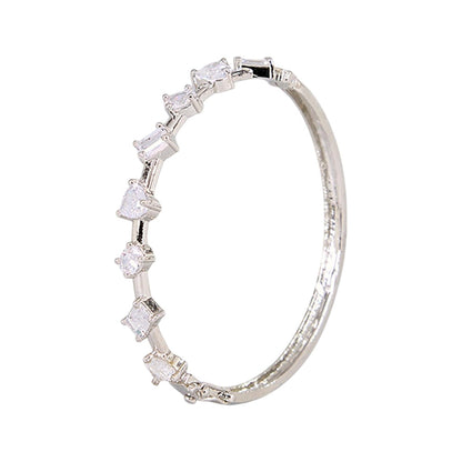 Auraa Trends Silver-Plated Cz Studded Bangle Style Bracelet