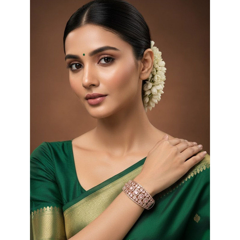 Auraa Trends Rose Gold-Plated Pink Stone Bracelet