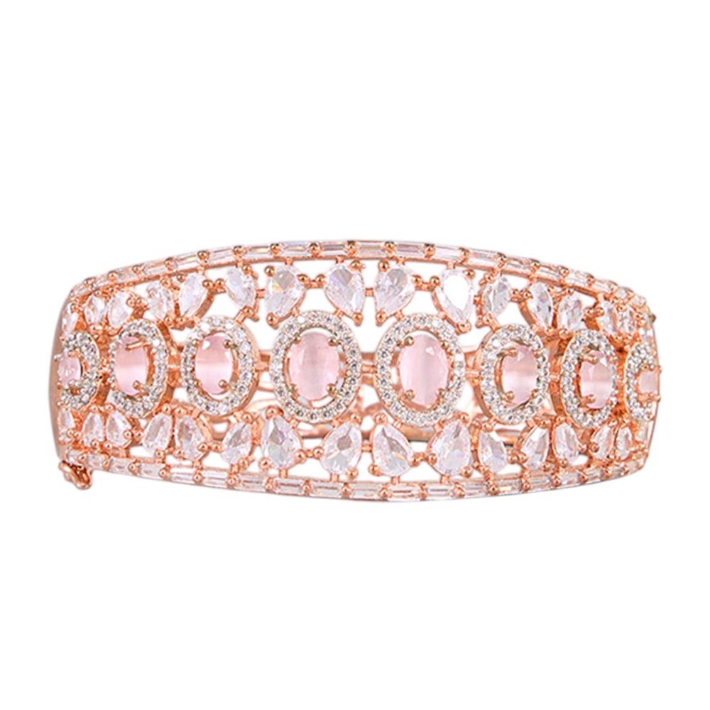 Auraa Trends Rose Gold-Plated Pink Stone Bracelet
