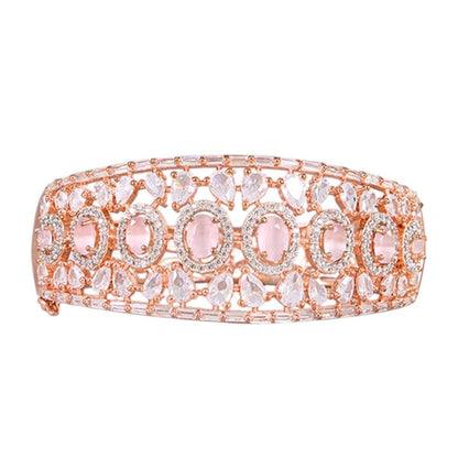 Auraa Trends Rose Gold-Plated Pink Stone Bracelet