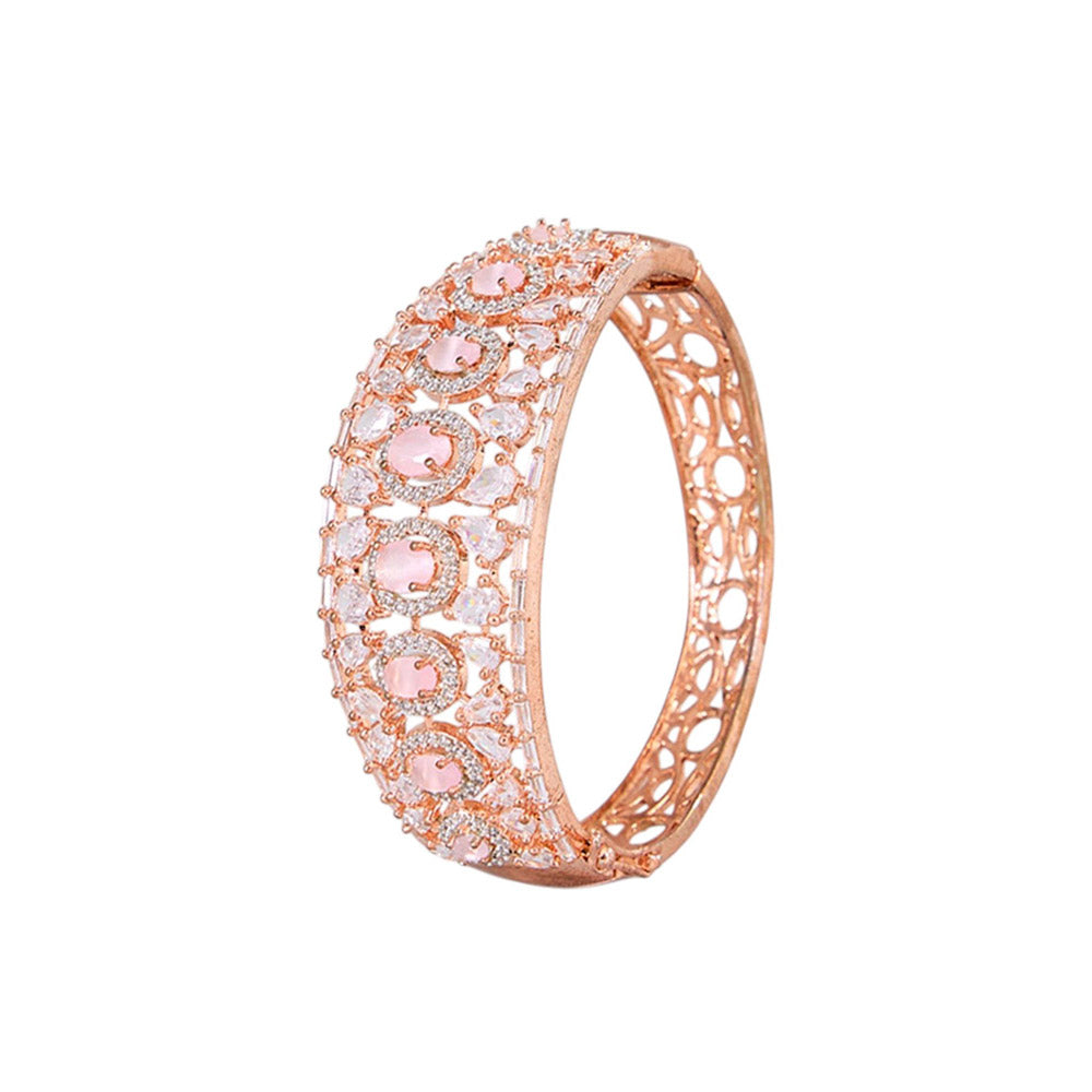 Auraa Trends Rose Gold-Plated Pink Stone Bracelet