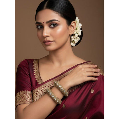 Auraa Trends Royal Gold-Plated Kundan Intricate Handcrafted Kadas