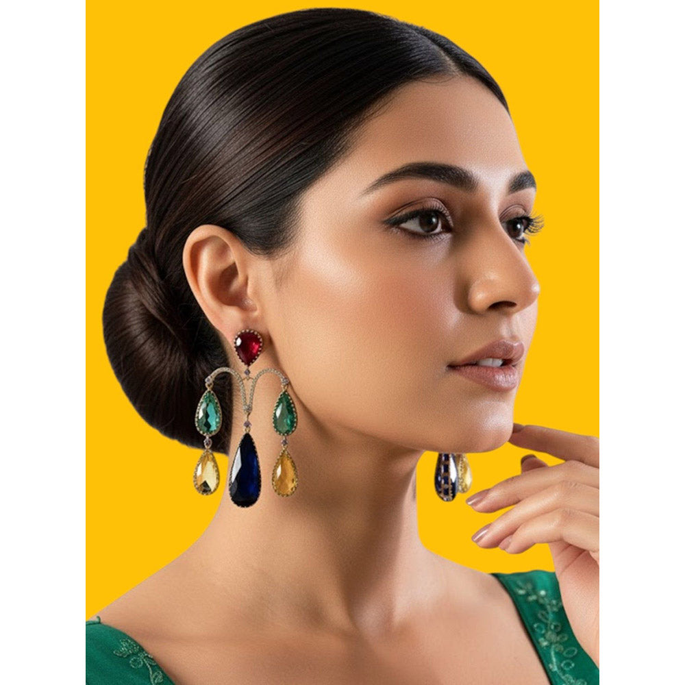 Auraa Trends Multi-Color Teardrop Dangler Earrings