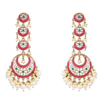 Auraa Trends Gold-Plated Multi-Color Floral Chandbali Earrings