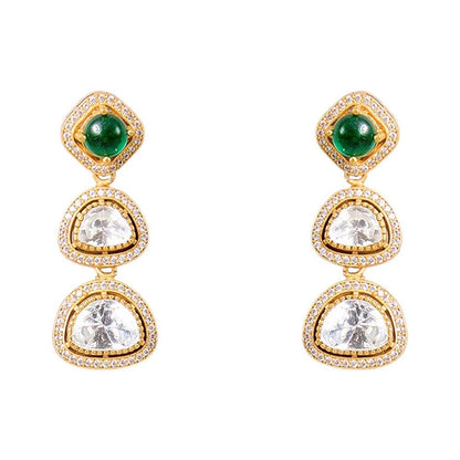 Auraa Trends Gold Finish Kundan Polka and Navratna Stone Jewellery Set