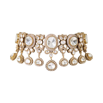 Auraa Trends Gold Finish Kundan Polka Jewellery Set