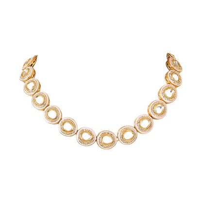 Auraa Trends Gold Finish Kundan Polka White Stone Choker Jewellery Set