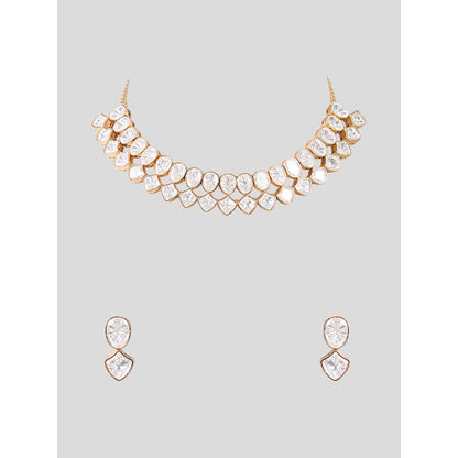 Auraa Trends Gold Finish Kundan Polka Choker Jewellery Set