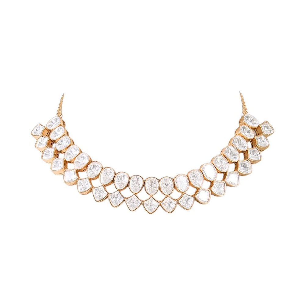 Auraa Trends Gold Finish Kundan Polka Choker Jewellery Set