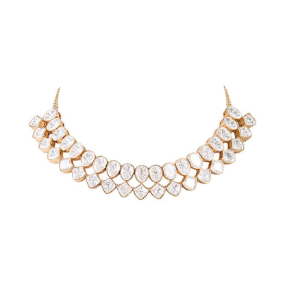 Auraa Trends Gold Finish Kundan Polka Choker Jewellery Set