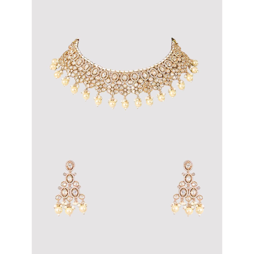 Auraa Trends Gold Finish Kundan Polka Jewellery Set