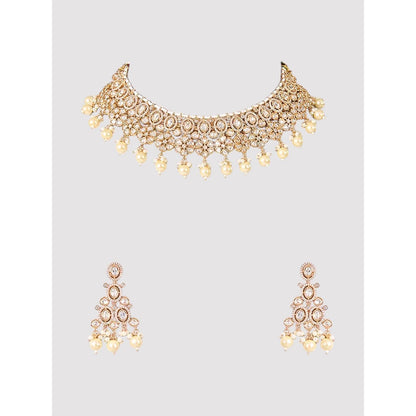 Auraa Trends Gold Finish Kundan Polka Jewellery Set