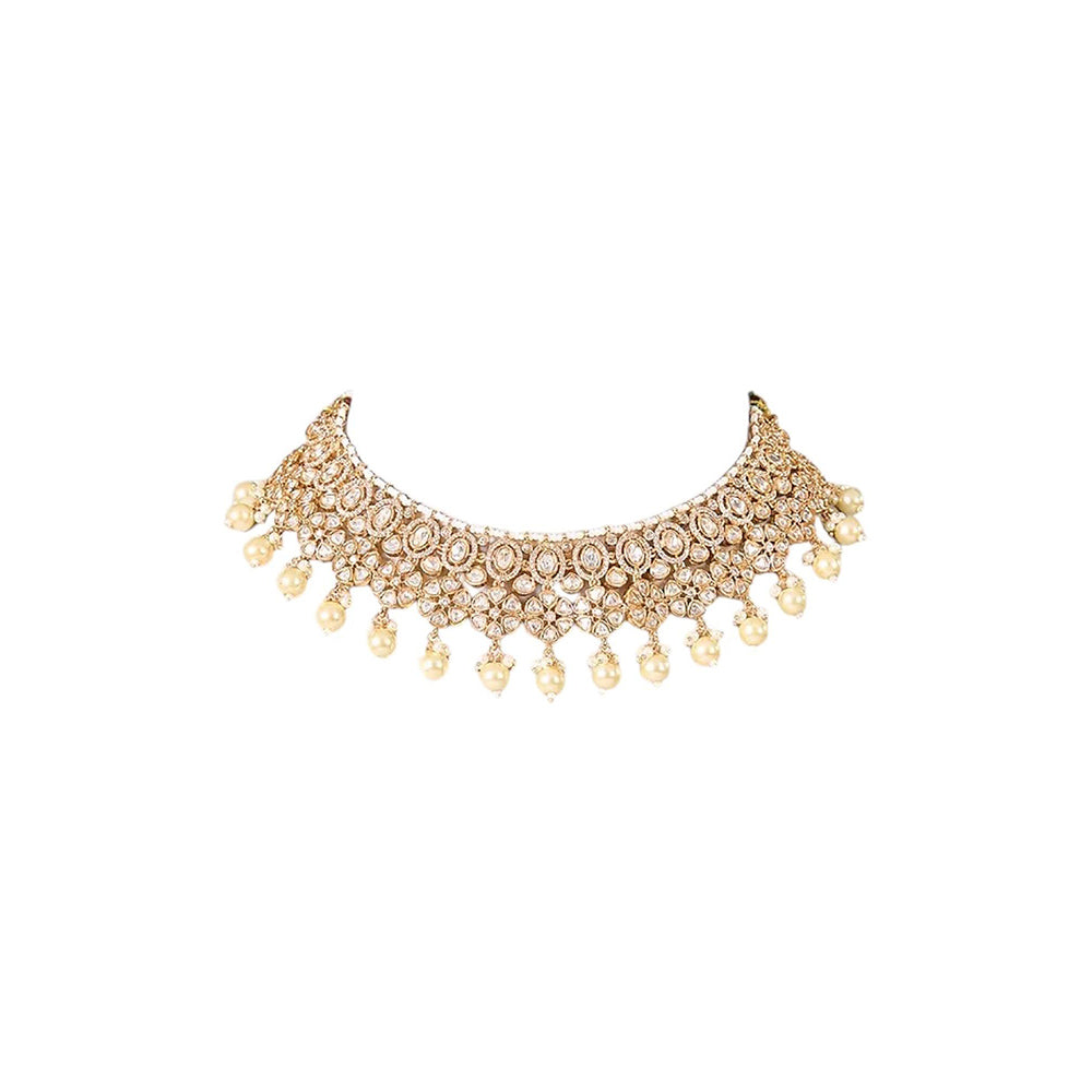 Auraa Trends Gold Finish Kundan Polka Jewellery Set