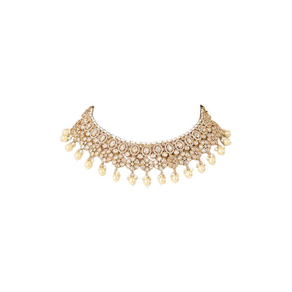 Auraa Trends Gold Finish Kundan Polka Jewellery Set