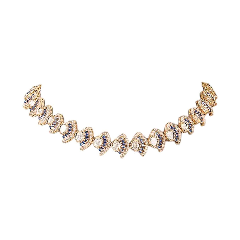 Auraa Trends Gold Finish Kundan Polka Choker Jewellery Set