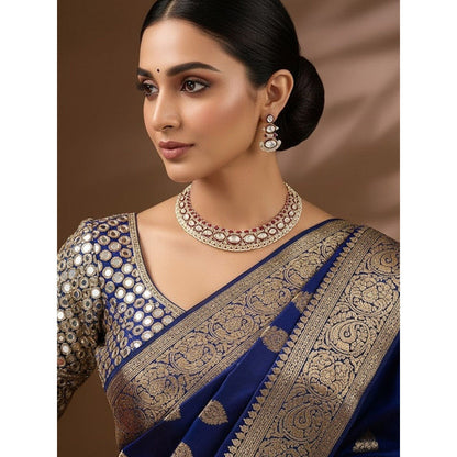 Auraa Trends Gold Finish Kundan Polka and Ruby Stone Choker Jewellery Set