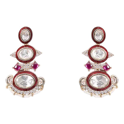 Auraa Trends Gold Finish Kundan Polka and Ruby Stone Choker Jewellery Set