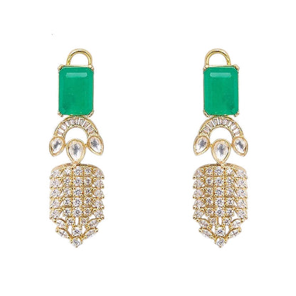 Auraa Trends Gold Finish Kundan Polka and Green Stone Choker Jewellery Set