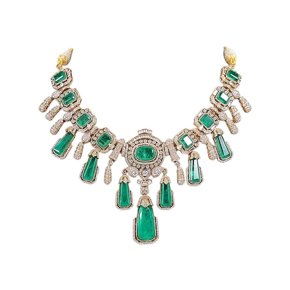 Auraa Trends Royal Green Stone Kundan Jewellery Set
