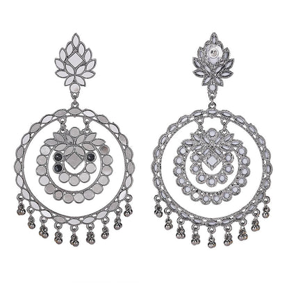 Auraa Trends Traditional Oxidized Mirror Work Earrings