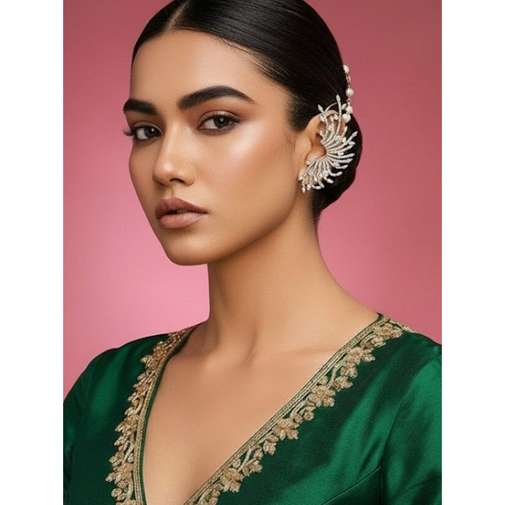 Auraa Trends Luxury Gold-Plated Crystal Statement Earrings