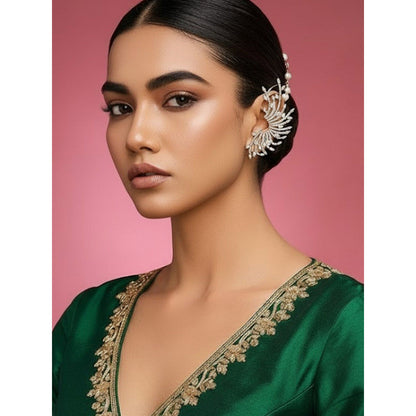 Auraa Trends Luxury Gold-Plated Crystal Statement Earrings