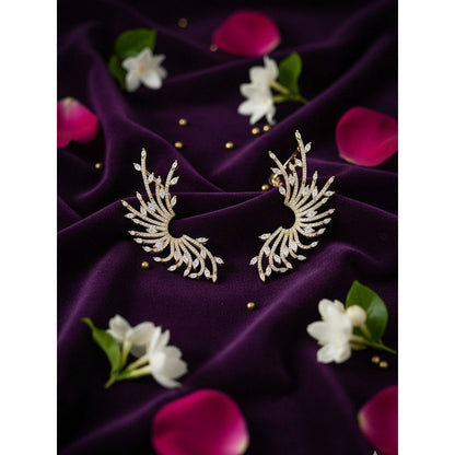 Auraa Trends Luxury Gold-Plated Crystal Statement Earrings