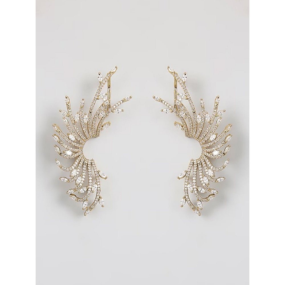 Auraa Trends Luxury Gold-Plated Crystal Statement Earrings