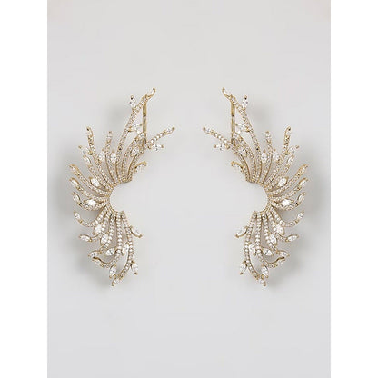 Auraa Trends Luxury Gold-Plated Crystal Statement Earrings
