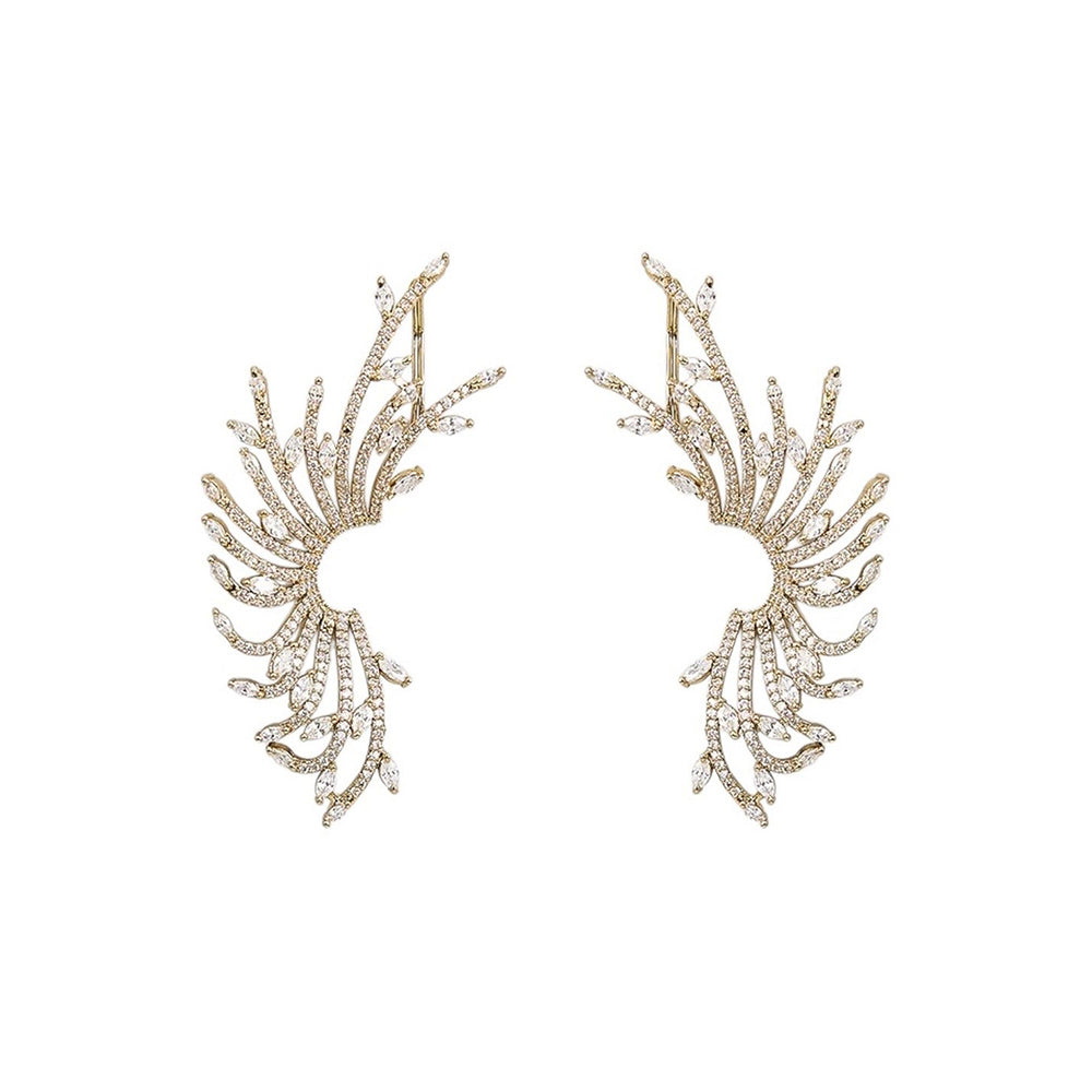 Auraa Trends Luxury Gold-Plated Crystal Statement Earrings
