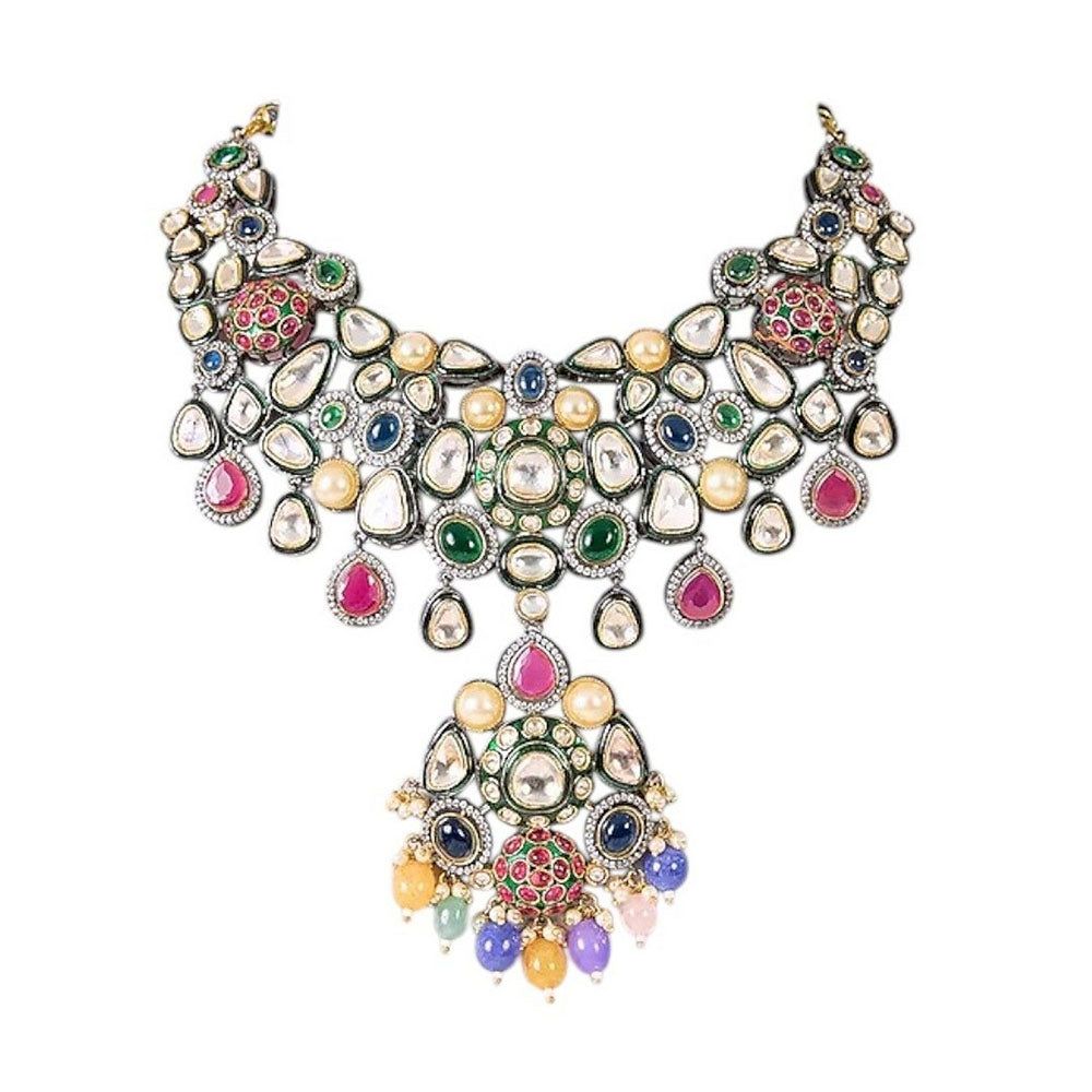 Auraa Trends Elegant Multicolour Traditional Jewellery Set with Pearl and Gemstone Detailing