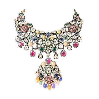 Auraa Trends Elegant Multicolour Traditional Jewellery Set with Pearl and Gemstone Detailing