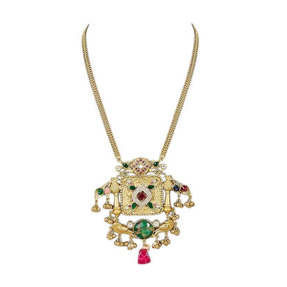 Auraa Trends Exquisite Green and Ruby Traditional Jewellery Set