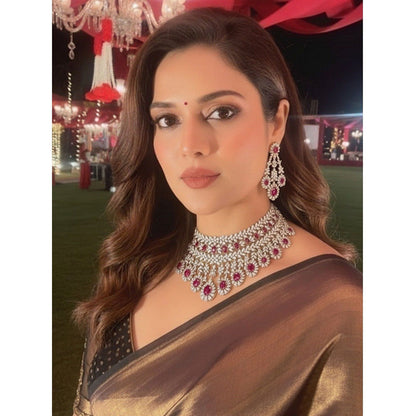 Auraa Trends Exquisite Ruby and Diamond Jewellery Set