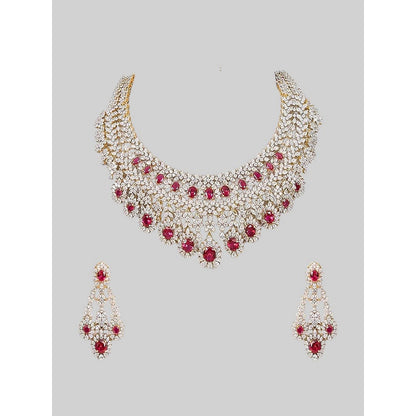 Auraa Trends Exquisite Ruby and Diamond Jewellery Set