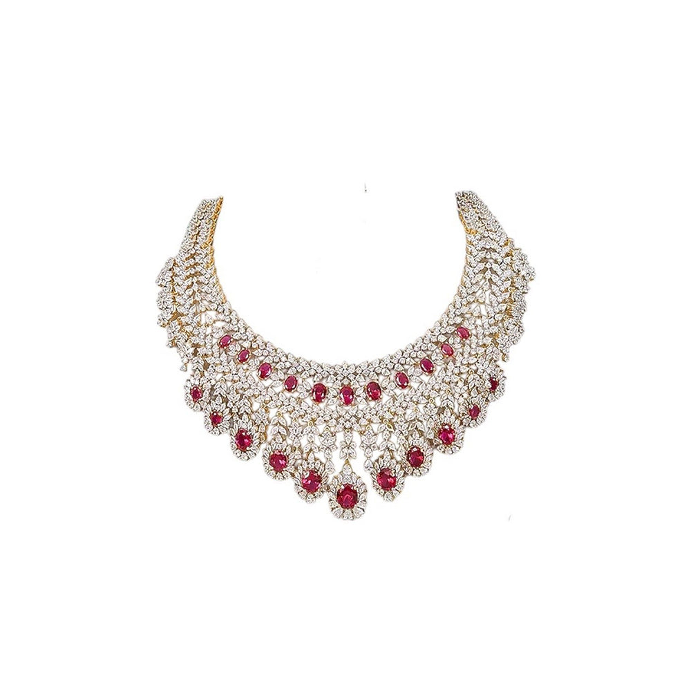 Auraa Trends Exquisite Ruby and Diamond Jewellery Set