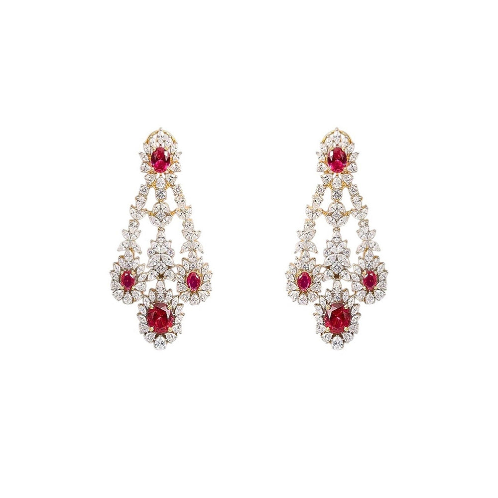 Auraa Trends Exquisite Ruby and Diamond Jewellery Set