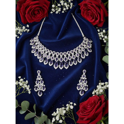 Auraa Trends Purple Sapphire and Diamond Jewellery Set