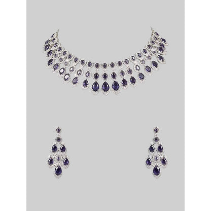 Auraa Trends Purple Sapphire and Diamond Jewellery Set