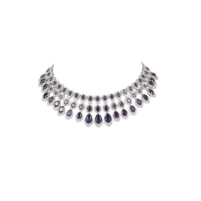 Auraa Trends Purple Sapphire and Diamond Jewellery Set