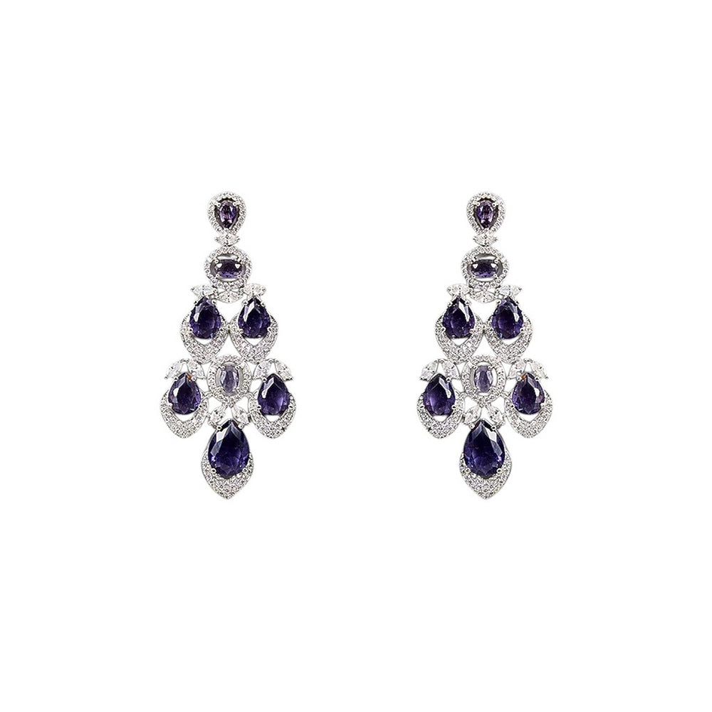 Auraa Trends Purple Sapphire and Diamond Jewellery Set