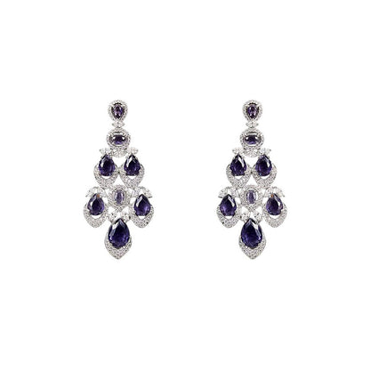 Auraa Trends Purple Sapphire and Diamond Jewellery Set