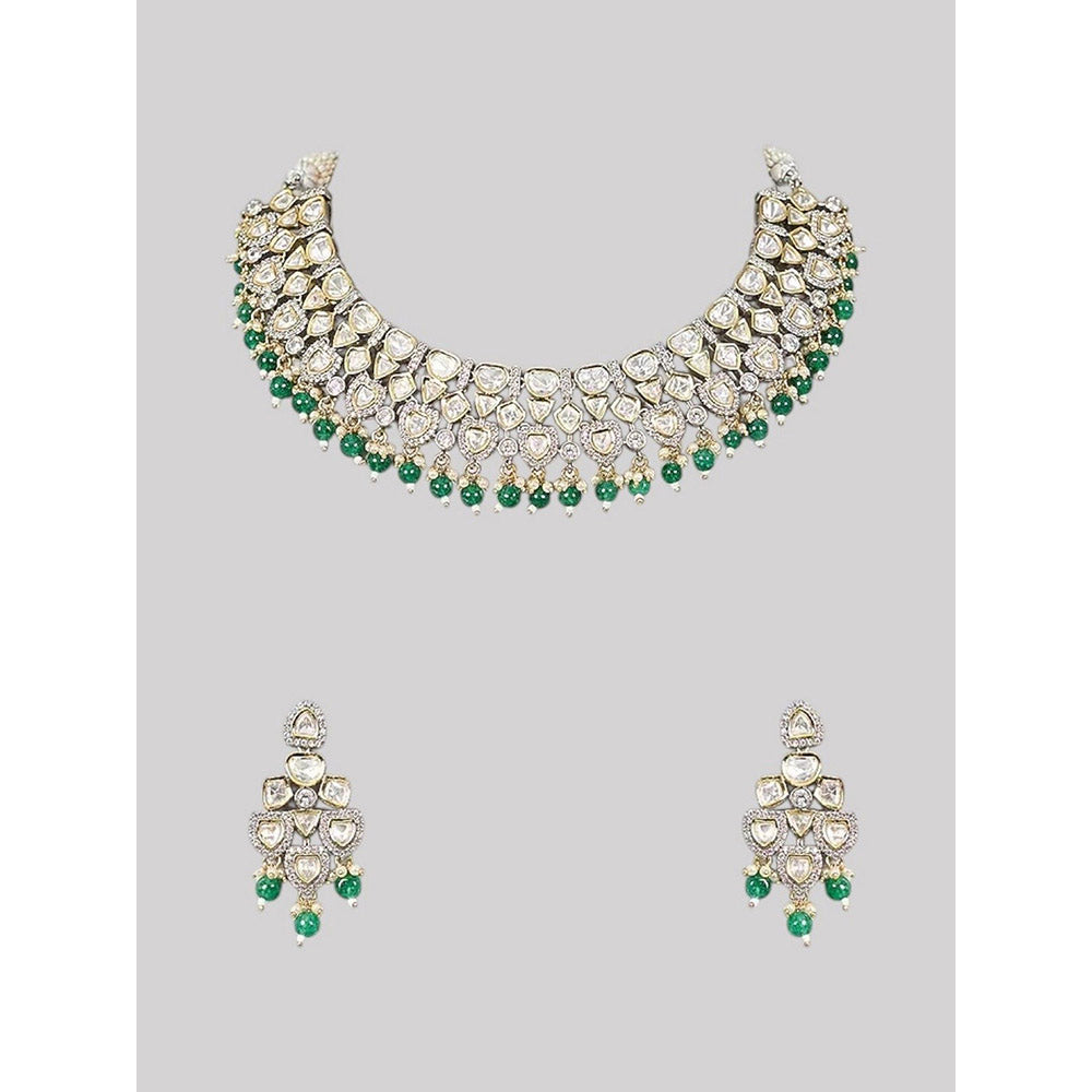 Auraa Trends Diamond and Emerald Jewellery Set