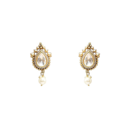 Auraa Trends White Gold-Plated Kundan Choker Jewellery Set with Pearl Drops for Women