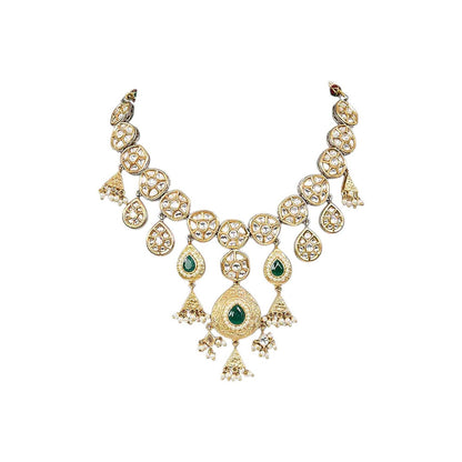 Auraa Trends Royal Gold-Plated Green Stone Bridal Jewellery Set