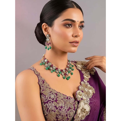 Auraa Trends Green Elegant Gold-Plated Jewellery Set