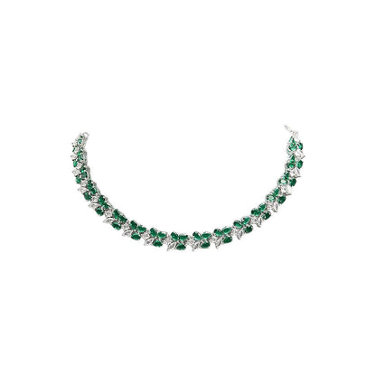 Auraa Trends Silver-Plated Green Stone Jewellery Set with Earrings for Women