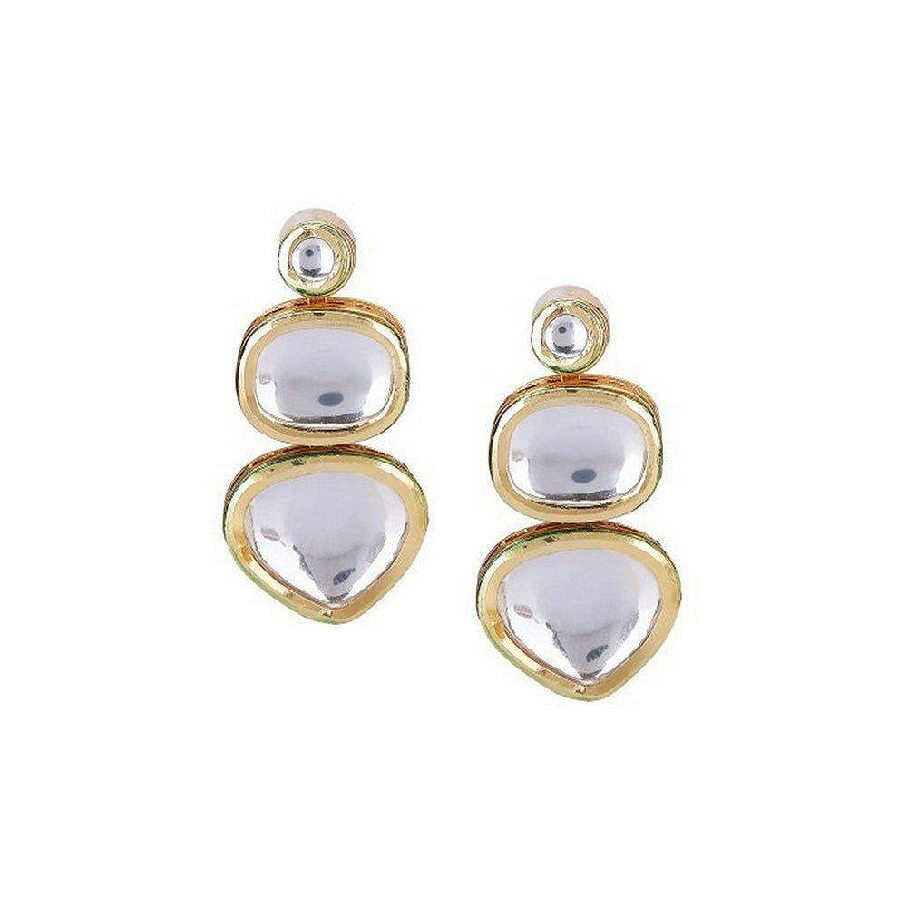 Auraa Trends Traditional Kundan Mirror Polished Necklace with Earrings and Maang Tikka