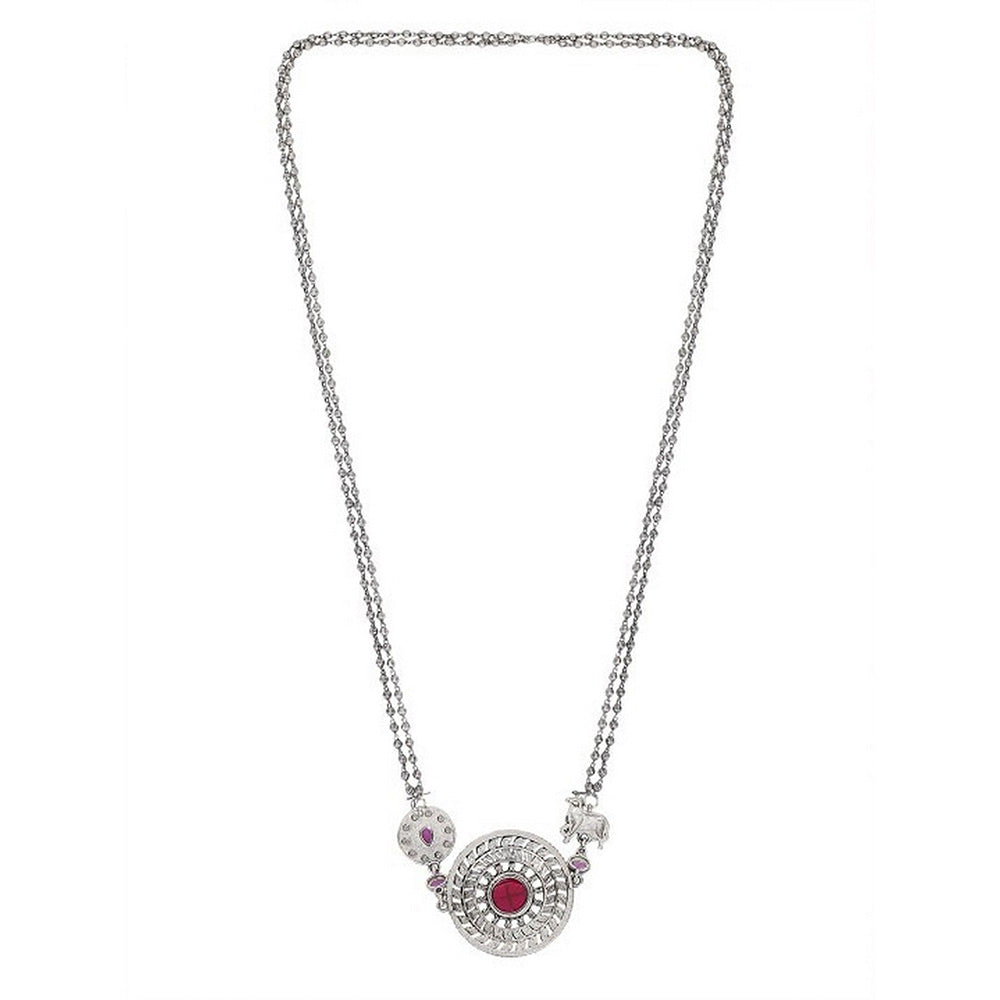 Auraa Trends Oxidized Silver-Plated Tribal Necklace with Earrings for Women